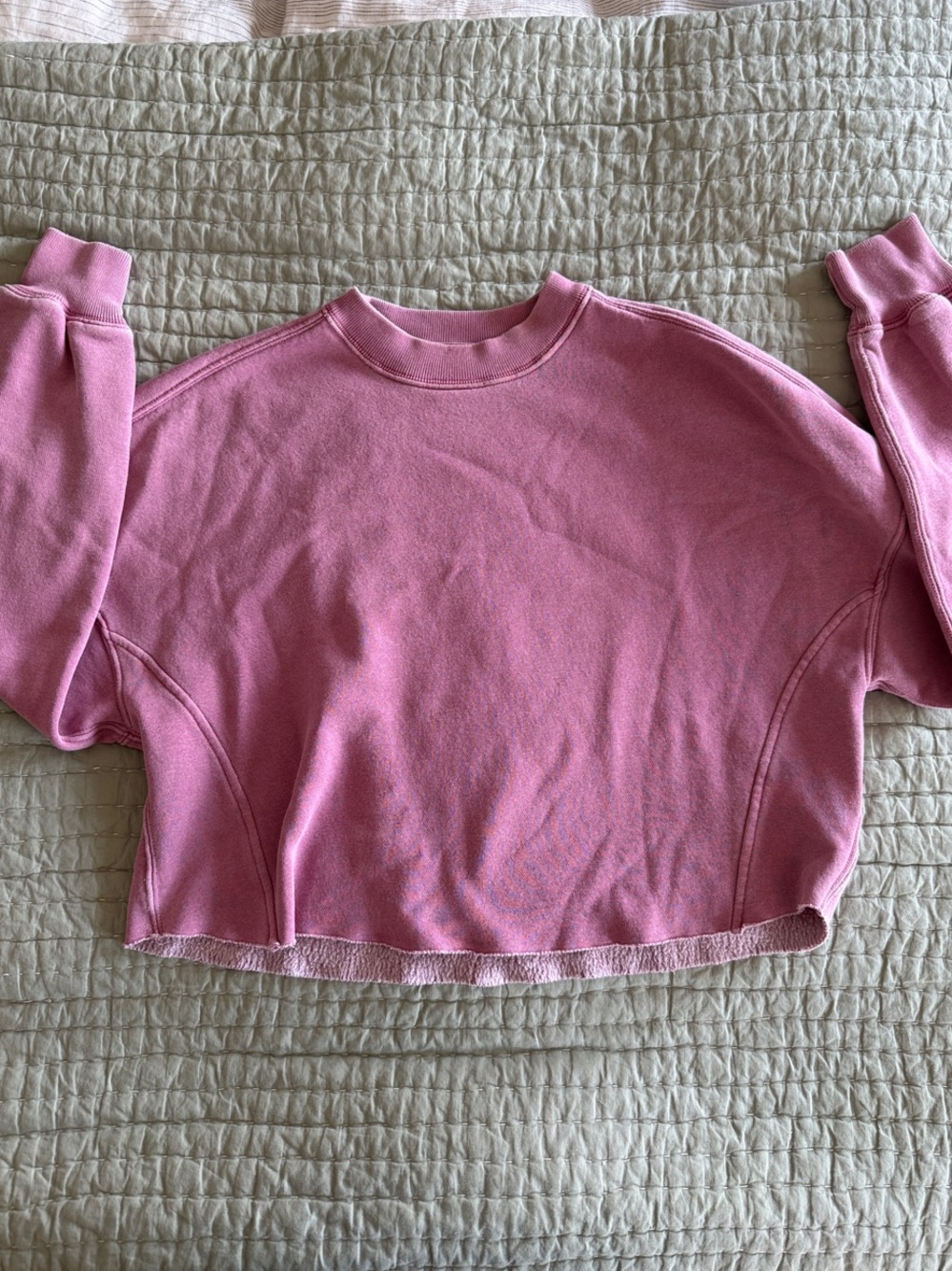 Abercrombie & Fitch Pink Cropped Crewneck Sweatshirt